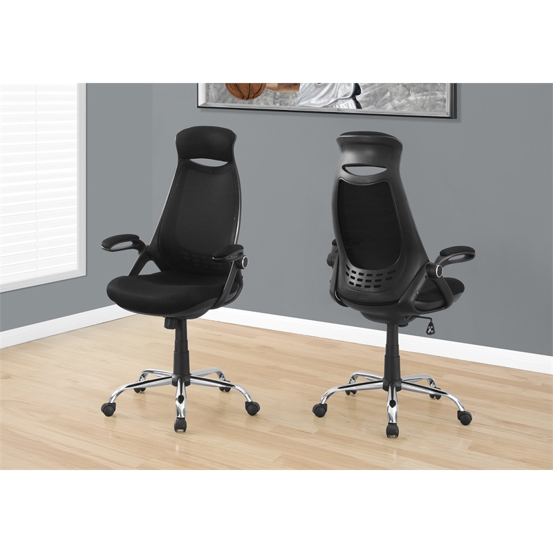 Office Chair Swivel Ergonomic Armrests Computer Desk Work Metal Black Fabric