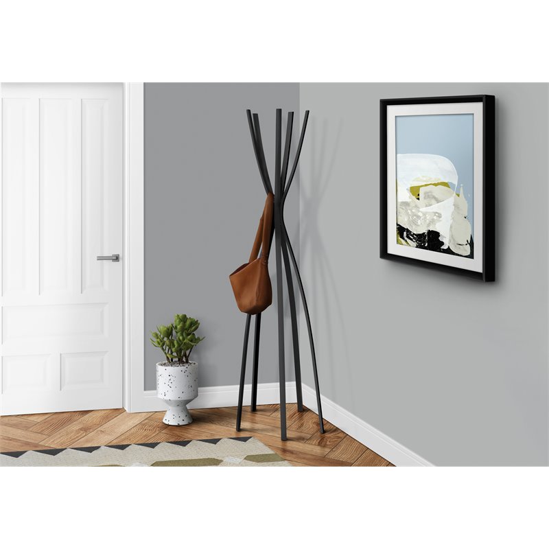 Monarch Contemporary Metal Coat Rack in Satin Black Cymax Business