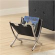 Monarch Faux Leather Magazine Rack in Black and Chrome