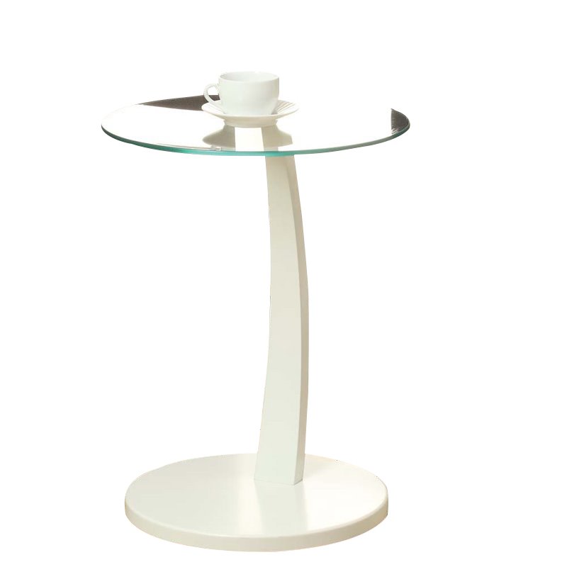 Monarch Round Glass Top Side Table in White Cymax Business