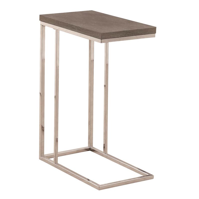 Monarch Side Table In Dark Taupe And Chrome I 3253