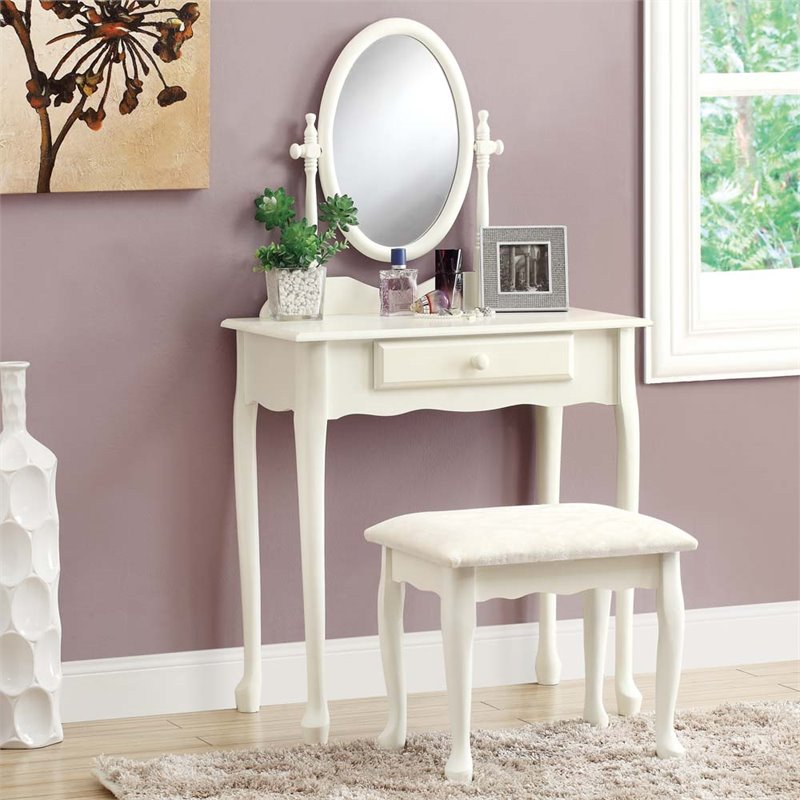 Monarch 2 Piece Bedroom Vanity Set In Antique White