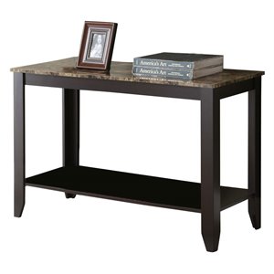 monarch faux marble top console table in cappuccino