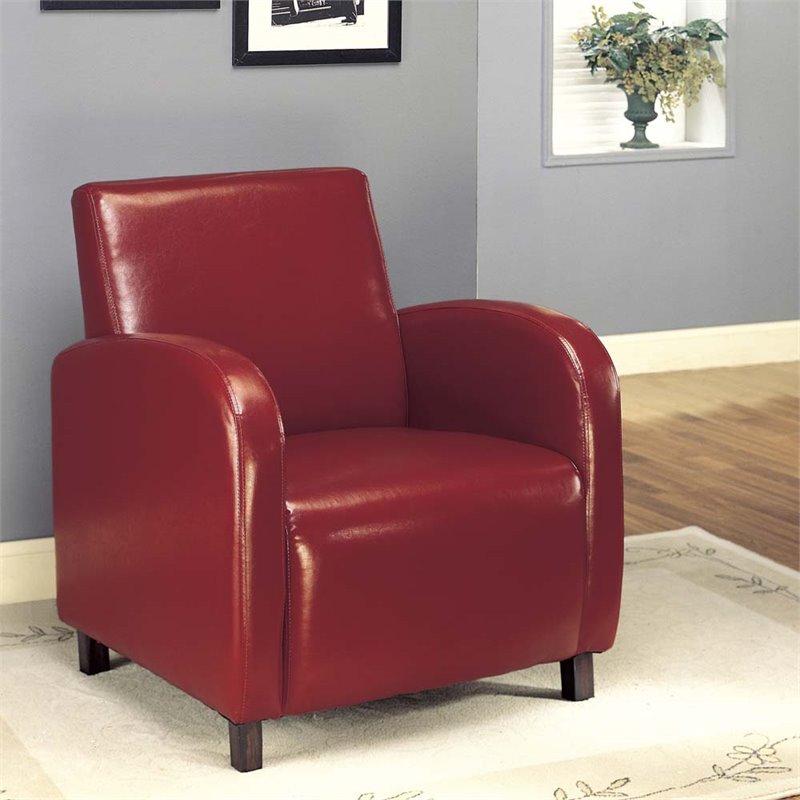Monarch Faux Leather Accent Chair in Burgundy I 8051