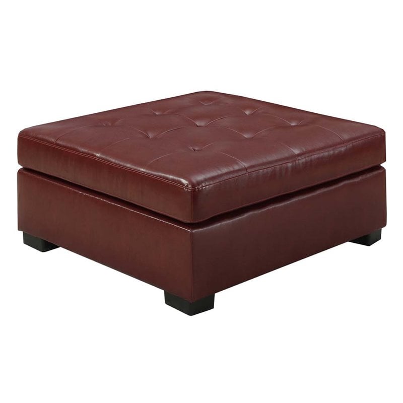 Monarch Square Leather Ottoman in Red 21032290696 | eBay