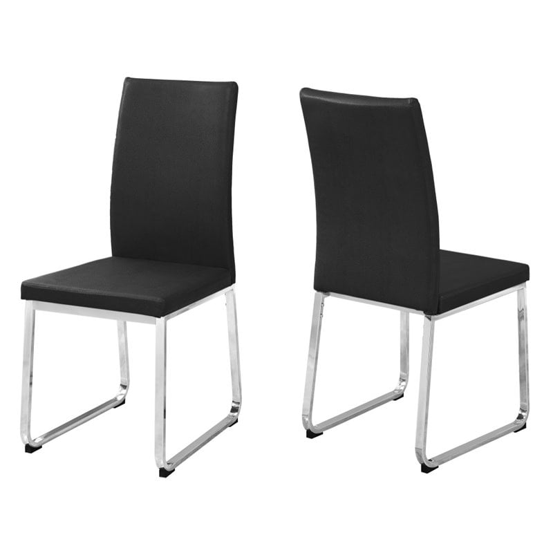 Dining Chair Set Of 2 Side Upholstered Kitchen Pu Leather Look Black