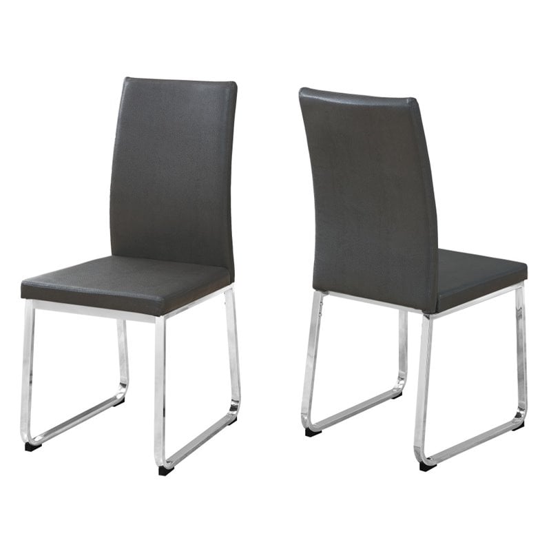 Dining Chair Set Of 2 Side Kitchen Dining Room Pu Leather Look Grey