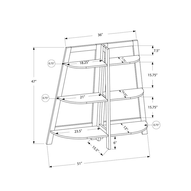 Bookshelf Bookcase Etagere 3 Tier 48