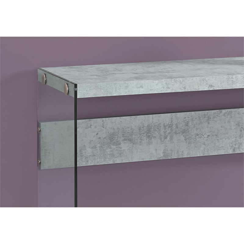 Accent Table Console Entryway Narrow Sofa Bedroom Tempered Glass Grey