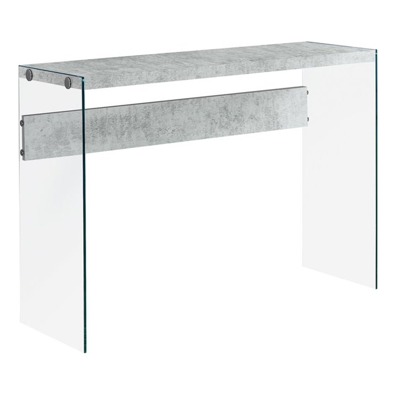 Accent Table Console Entryway Narrow Sofa Bedroom Tempered Glass Grey