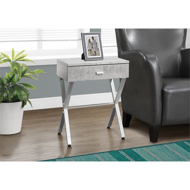 Accent Table Side End Nightstand Lamp Living Room Bedroom Metal Grey