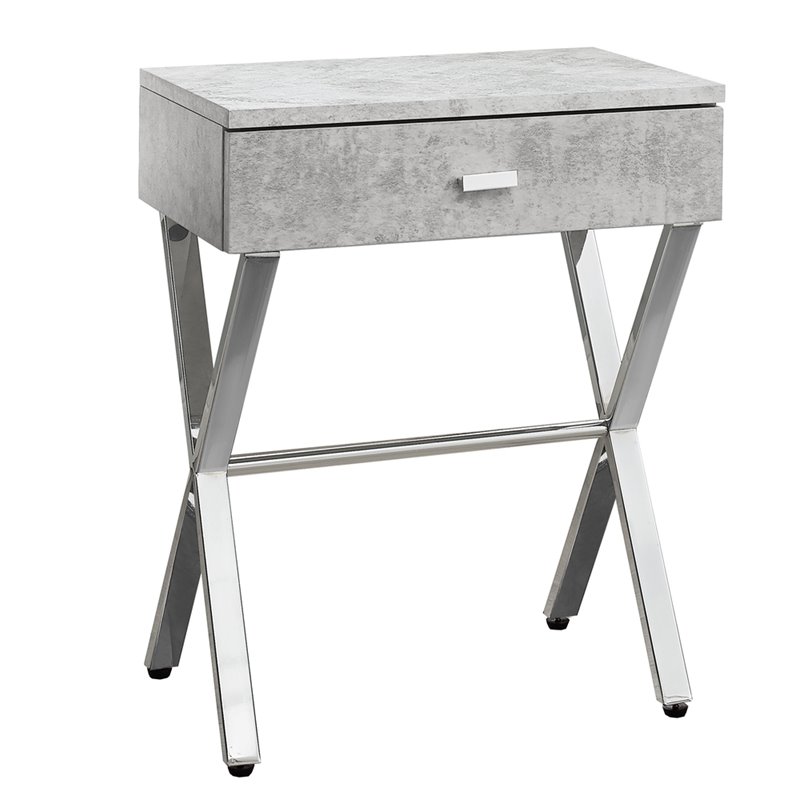 Accent Table Side End Nightstand Lamp Living Room Bedroom Metal Grey