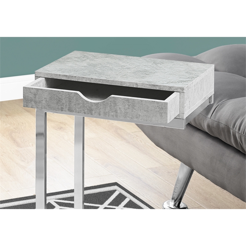 Accent Table C-shaped End Side Snack Living Room Bedroom Metal Grey