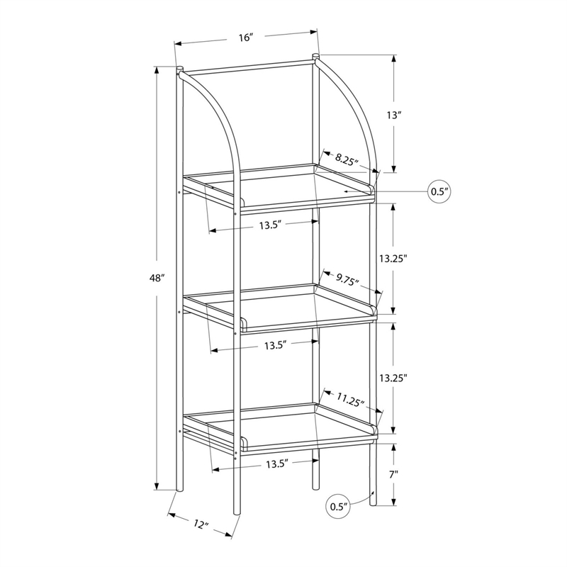 Bookshelf Etagere Corner 3 Tier 48