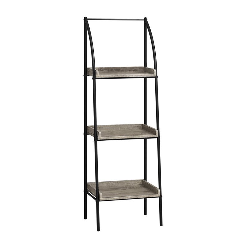 Monarch 3 Shelf Metal Bookcase In Dark Taupe And Black I 7228