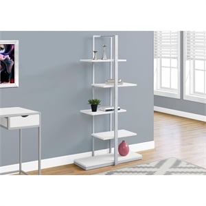 Bookshelf Bookcase Etagere 5 Tier 60&quotH Office Bedroom Metal White Grey