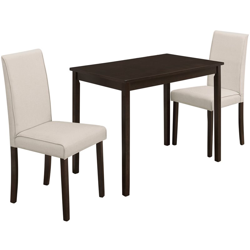 Monarch 3 Piece Dinette Set in Cappuccino and Beige - I 1017 Monarch 3 Piece Dinette Set in Cappuccino and Beige - I 1017