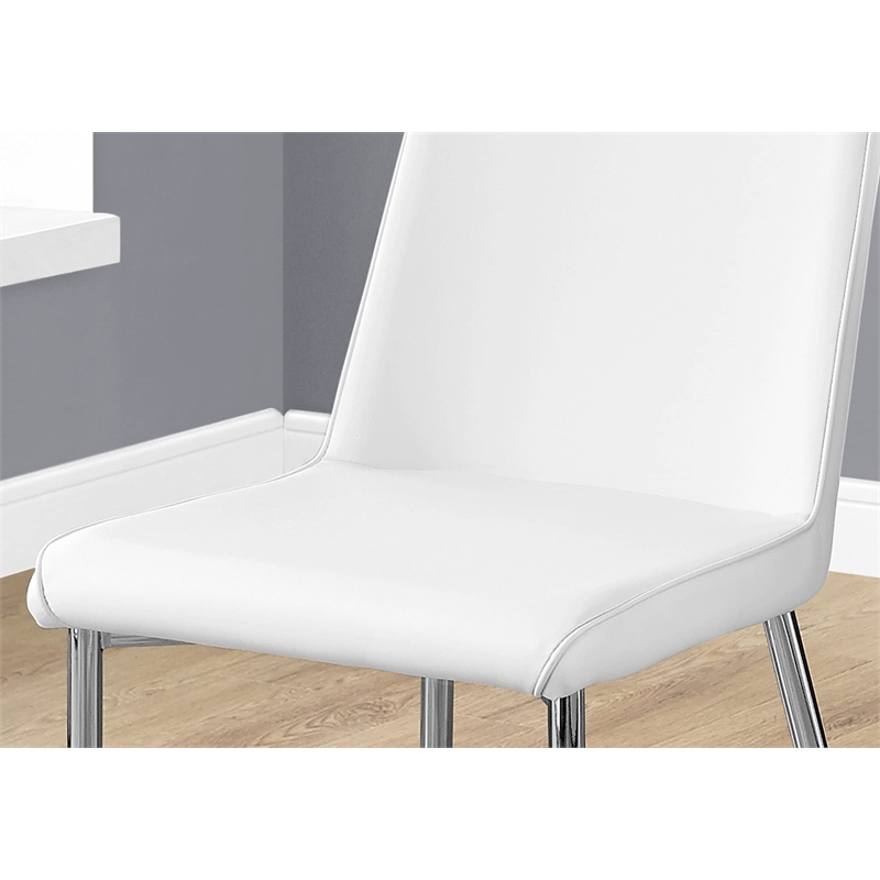 Monarch Faux Leather Upholstered Dining Chair in White (Set Of 2)