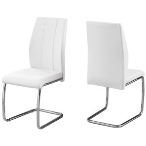 monarch contemporary faux leather upholstered dining side chair (set of 2)