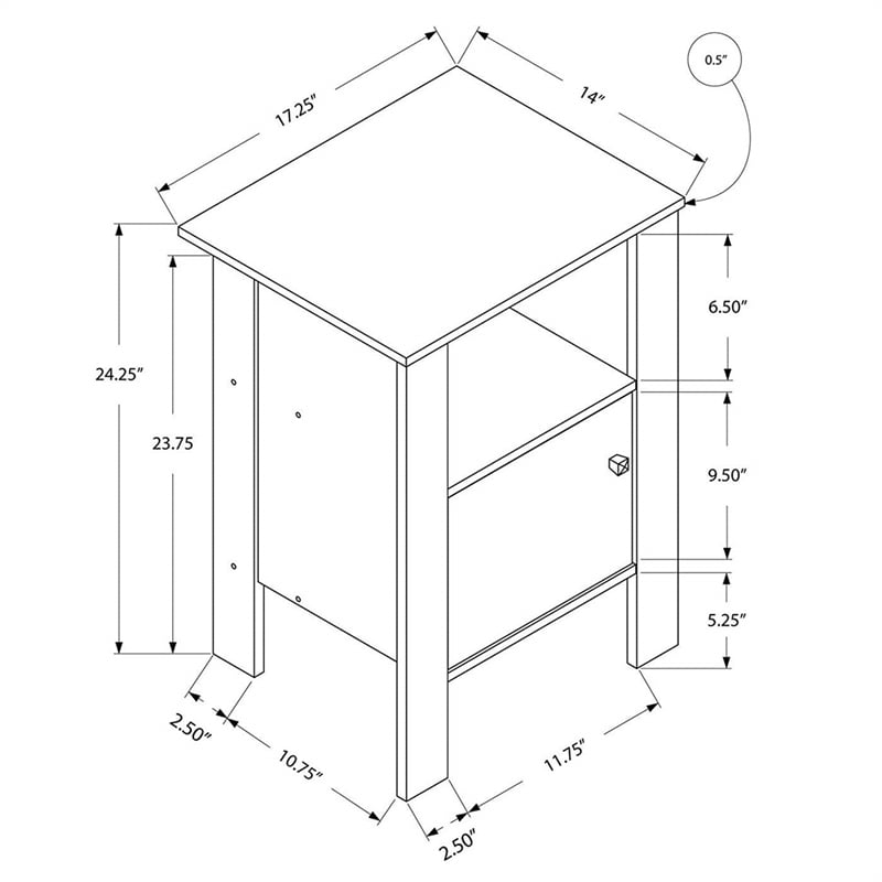 Accent Table Side End Nightstand Lamp Storage Bedroom Laminate Brown