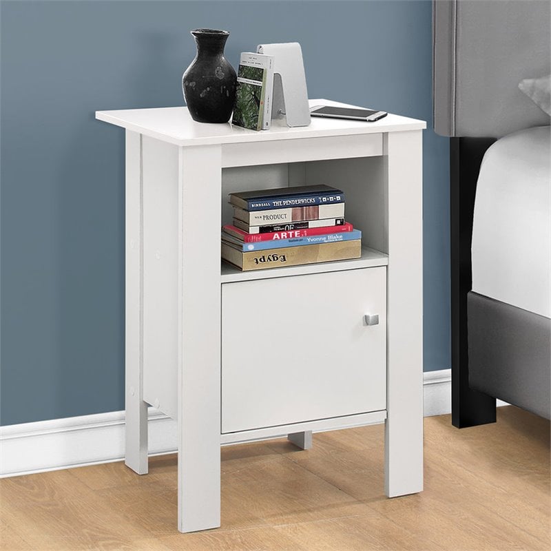 Accent Table Side End Nightstand Lamp Storage Bedroom Laminate White