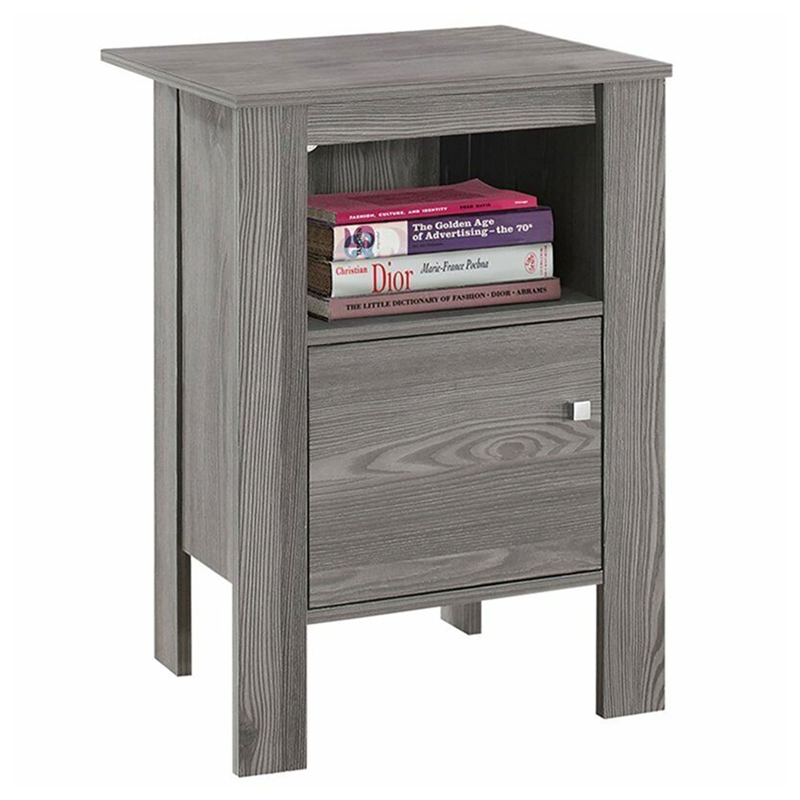 Accent Table Side End Nightstand Lamp Storage Bedroom Laminate Grey