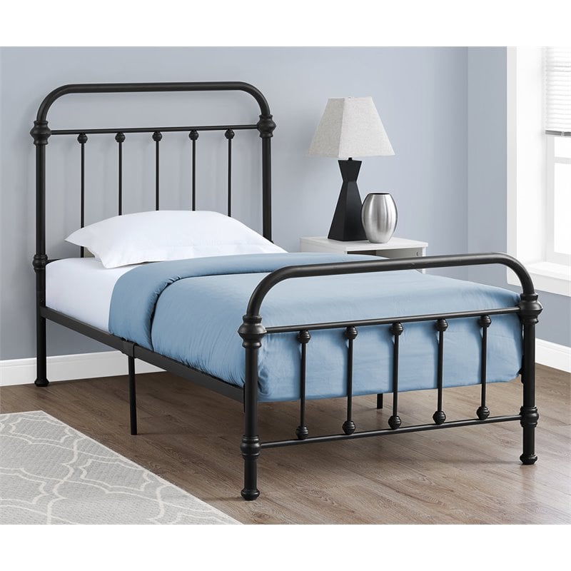 Monarch Twin Metal Spindle Bed in Black Cymax Business