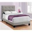 Bed Twin Size Platform Teen Frame Upholstered Linen Look Wood Legs Grey