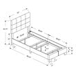 Bed Twin Size Platform Teen Frame Upholstered Linen Look Wood Legs Grey