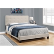 Bed Queen Size Platform Bedroom Frame Upholstered Linen Look Beige Black
