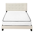 Bed Queen Size Platform Bedroom Frame Upholstered Linen Look Beige Black
