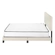 Bed Queen Size Platform Bedroom Frame Upholstered Linen Look Beige Black