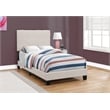 Bed Twin Size Platform Teen Frame Upholstered Linen Look Beige Black