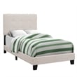 Bed Twin Size Platform Teen Frame Upholstered Linen Look Beige Black