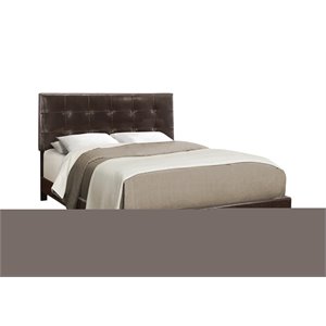 Bed Queen Size Platform Bedroom Frame Upholstered Pu Leather Look Brown