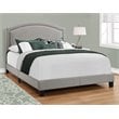 Bed Queen Size Platform Bedroom Frame Upholstered Linen Look Grey Chrome