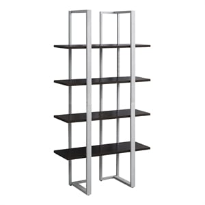 Bookshelf Bookcase Etagere 4 Tier 60&quotH Office Bedroom Metal Brown Grey