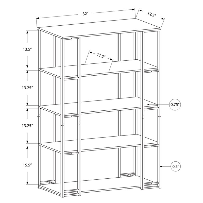 Bookshelf Bookcase Etagere 5 Tier 60