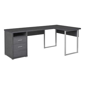 Computer Desk Home Office Corner 80&quotL L Shape Work Laptop Metal Grey