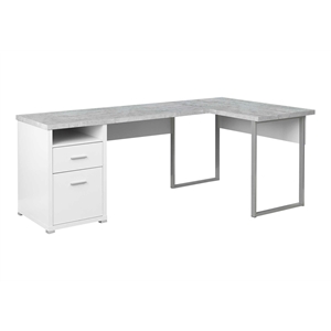 Computer Desk Home Office Corner 80&quotL L Shape Work Laptop Metal Grey White