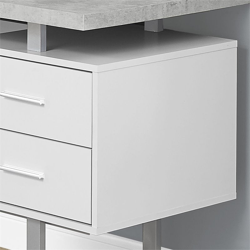 Monarch L Shaped Corner Computer Desk In White And Gray Cement I