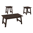 Table Set 3pcs Set Coffee End Side Accent Living Room Laminate Brown