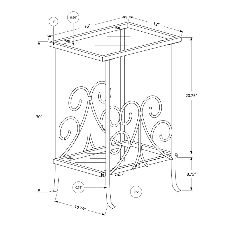 Accent Table Side End Nightstand Lamp Living Room Bedroom Metal Grey
