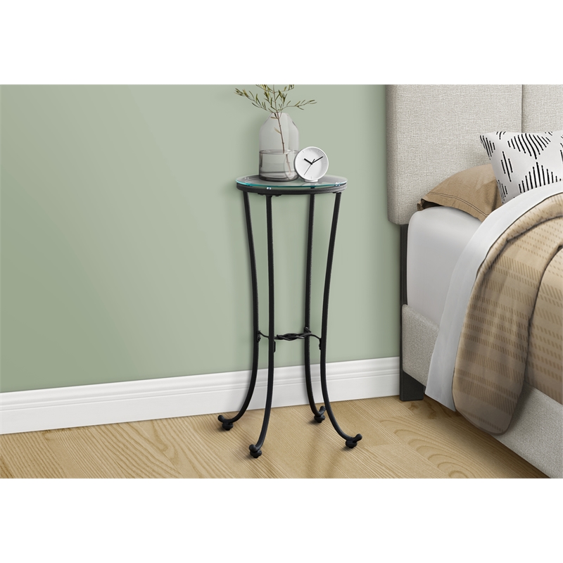 Accent Table Side End Plant Stand Round Living Room Bedroom Metal Black