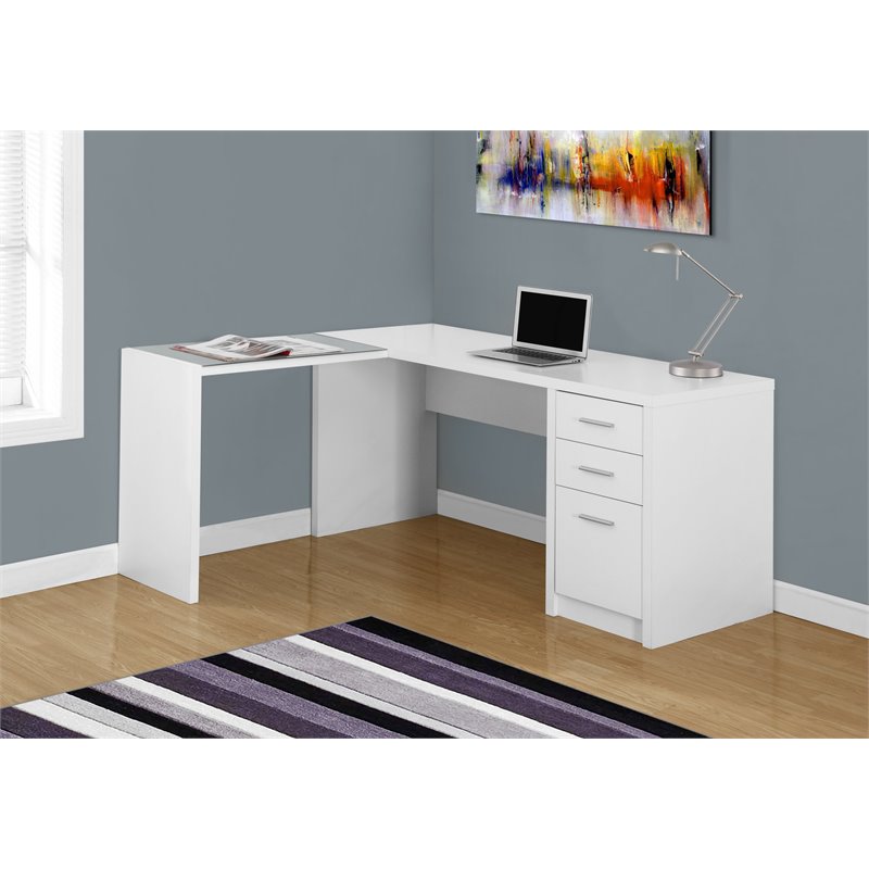 Monarch Laminate L Shaped Corner Computer Desk In White I 7136