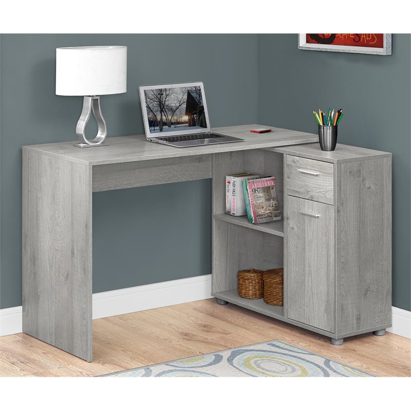 Monarch L Shaped Computer Desk Storage in Gray Cymax Business