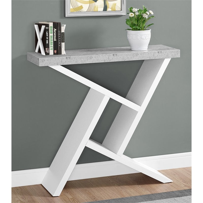 Accent Table Console Entryway Narrow Sofa Bedroom Laminate Gray White