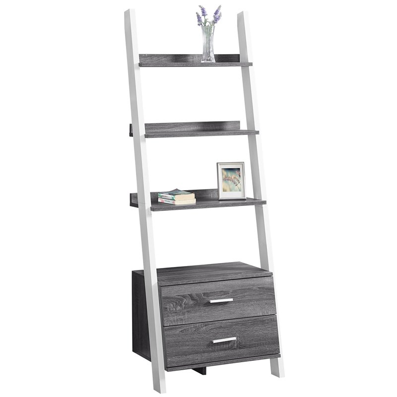 Monarch 4 Shelf Ladder Bookcase Gray and White Cymax Business