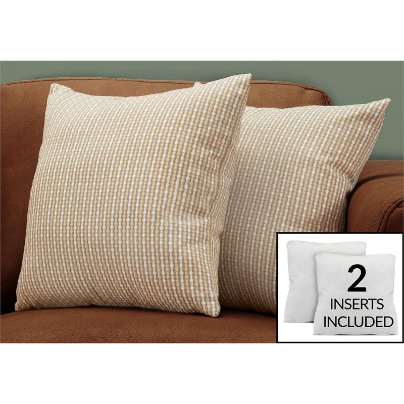 Pillows Set Of 2 Accent Sofa Couch Bedroom Polyester Brown