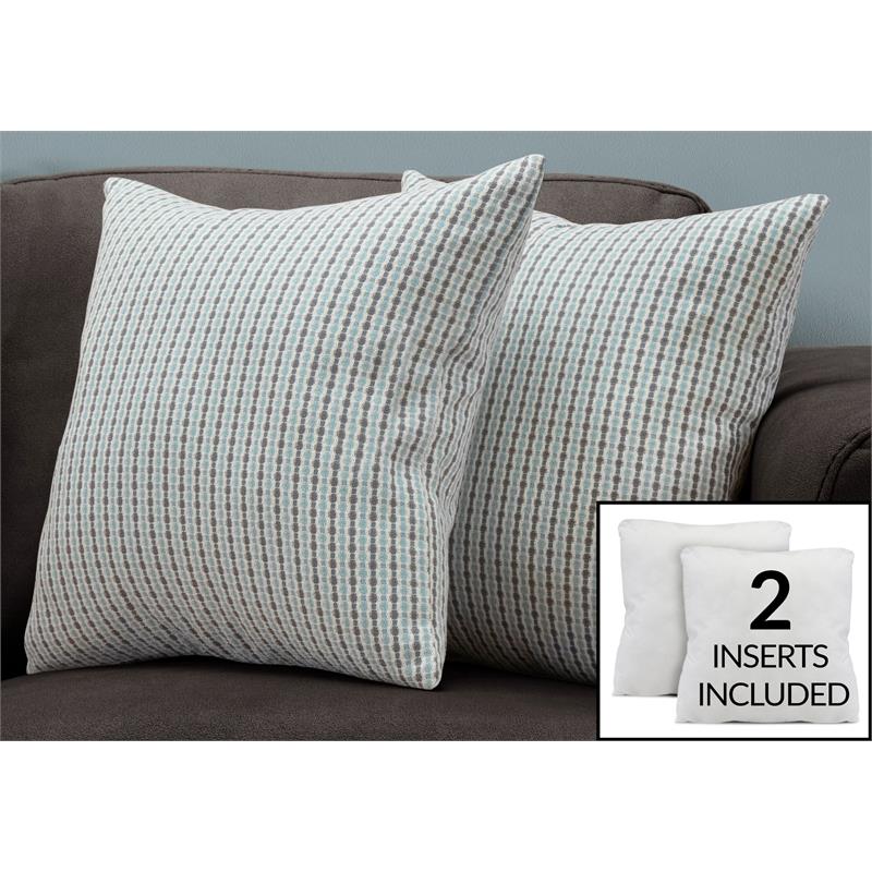 Pillows Set Of 2 18 X 18 Square Accent Sofa Couch Bedroom Polyester Blue